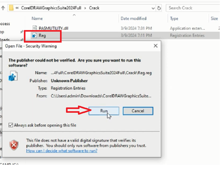 Chạy file reg trước khi mở phần mềm