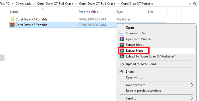 Giải nén Corel X7